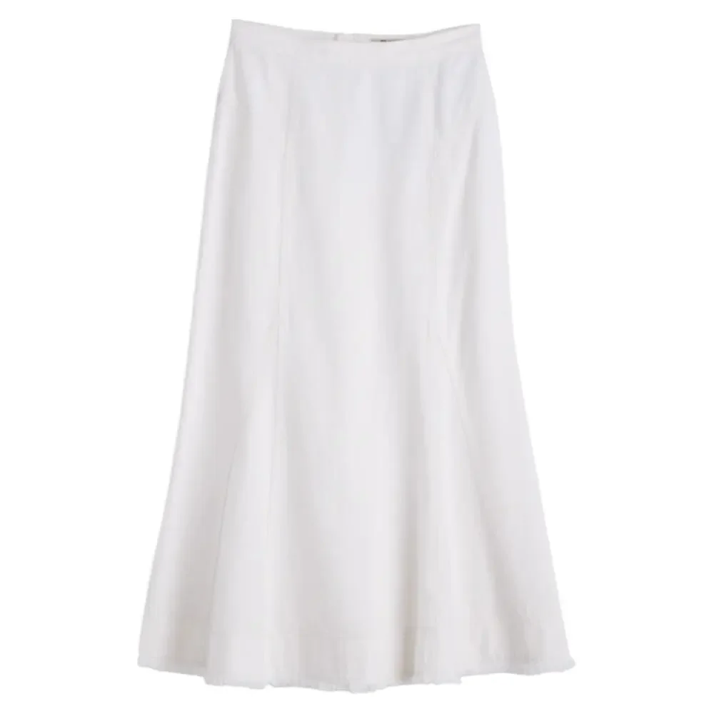 NWD Madewell Fluted Denim Midi Skirt Tile White Womens Size 23 - Picture 4 of 13
